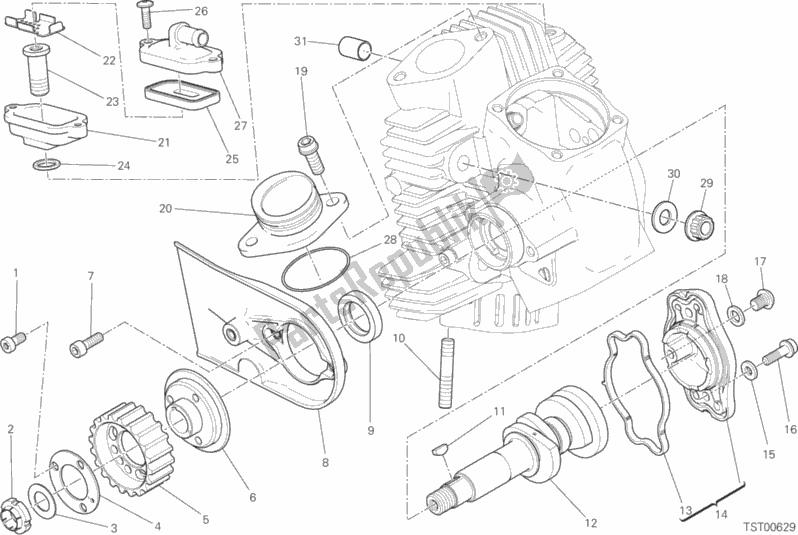 Alle onderdelen voor de Horizontaal Hoofdtimingsysteem van de Ducati Scrambler Full Throttle USA 803 2020